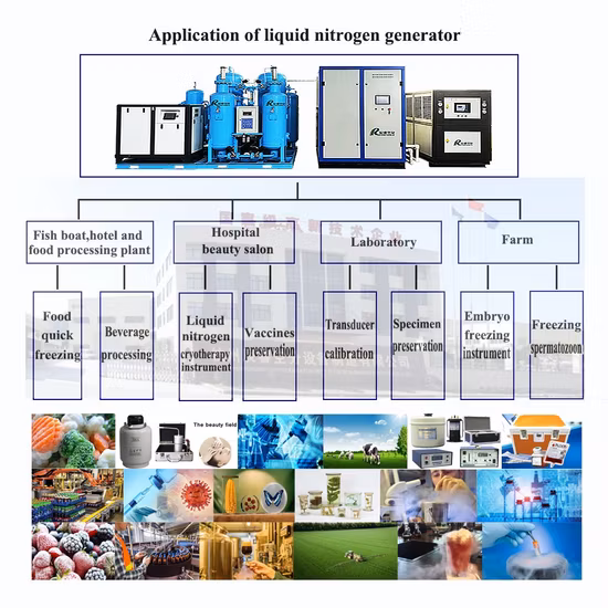 고순도 소량 1L~100L/Hr 침묵하는 에너지 절약 실험실 특수 액체 질소 발생기